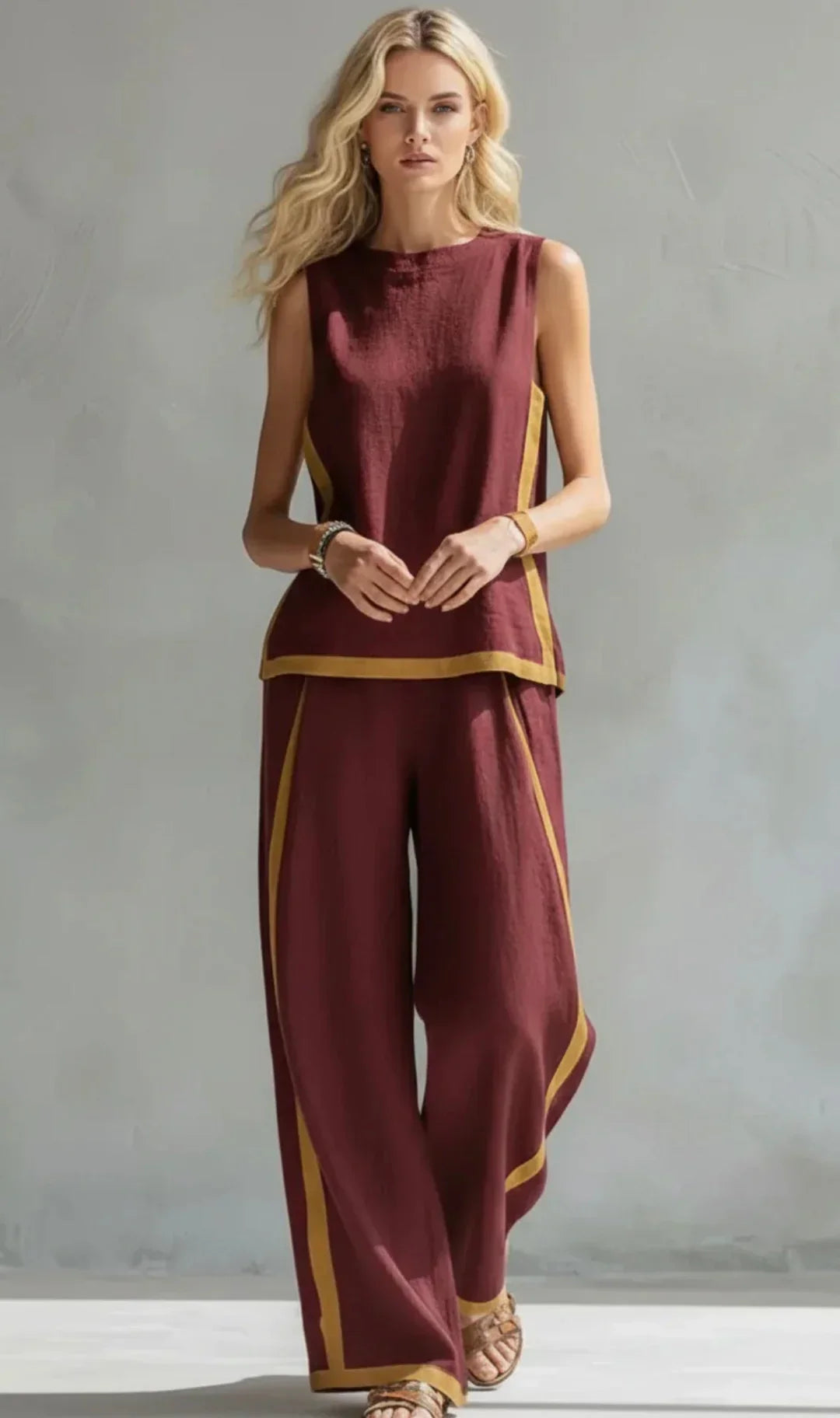 Elsa | Conjunto de dos piezas de corte fluido con detalles en contraste