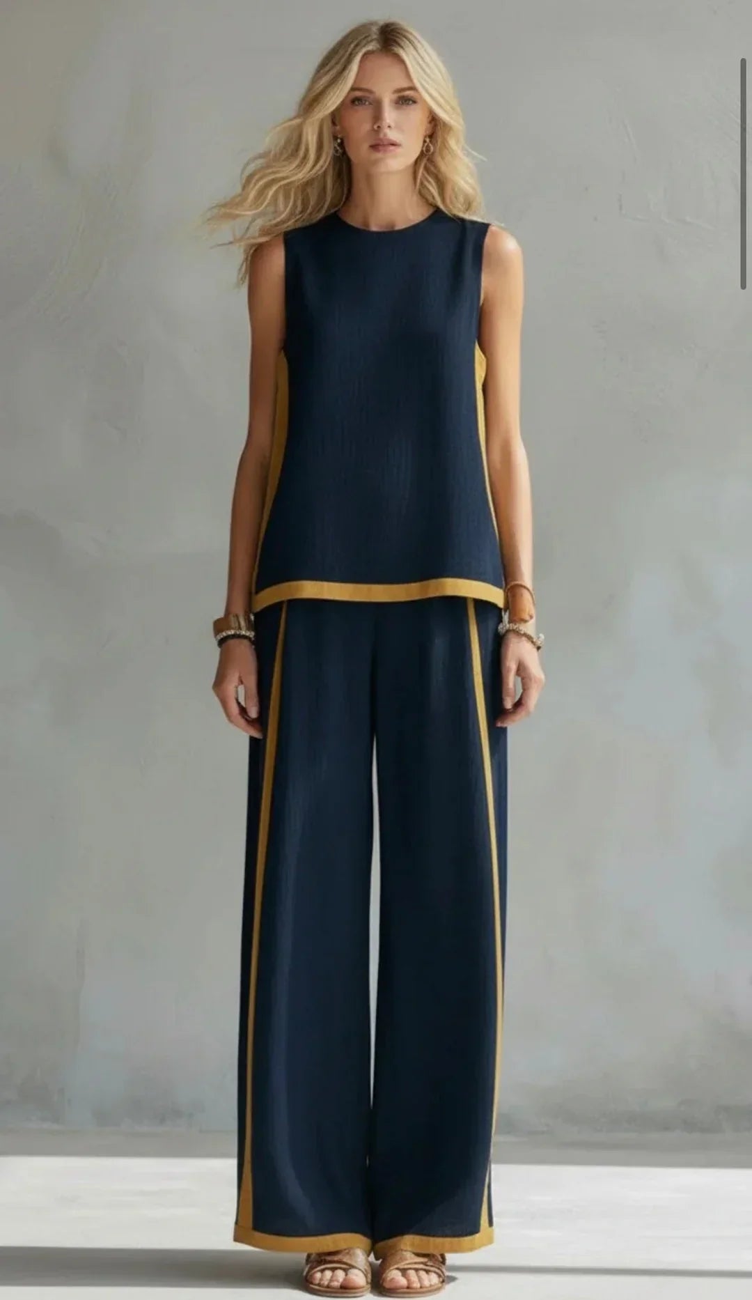 Elsa | Conjunto de dos piezas de corte fluido con detalles en contraste