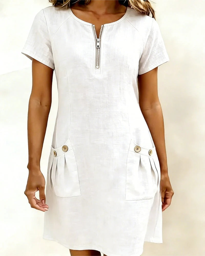 Van Elst Mode® | Vestido de algodón con bolsillo con cremallera