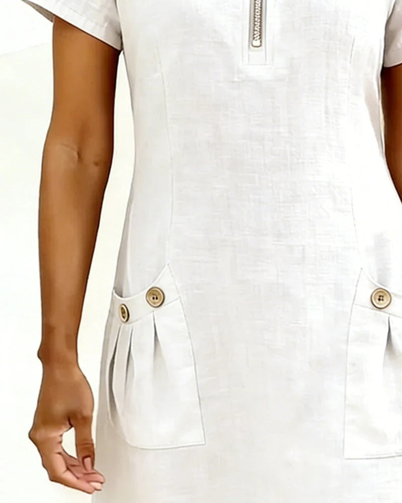 Van Elst Mode® | Vestido de algodón con bolsillo con cremallera