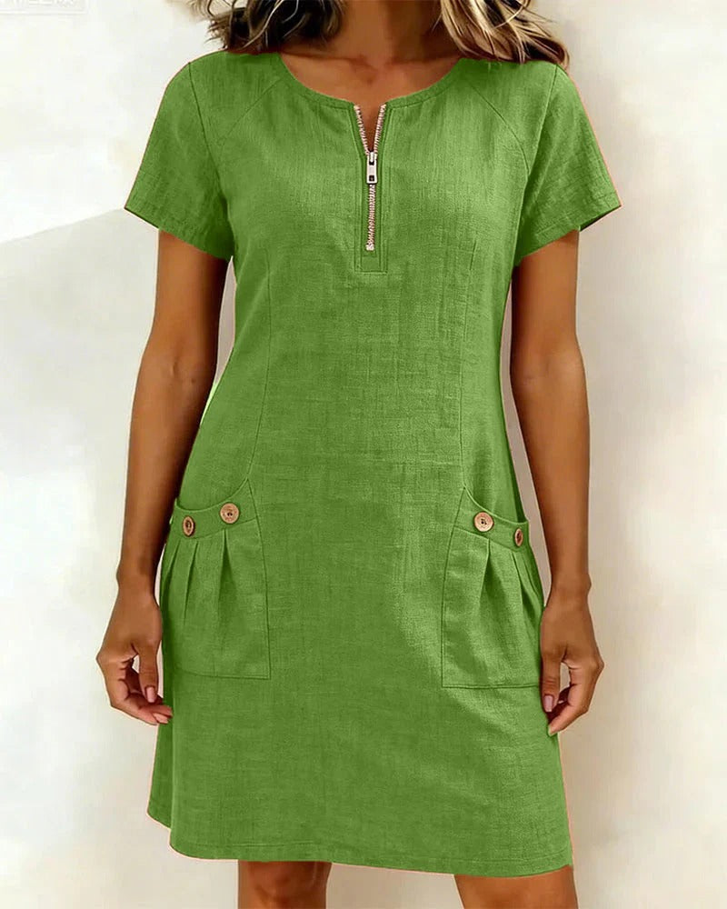 Van Elst Mode® | Vestido de algodón con bolsillo con cremallera