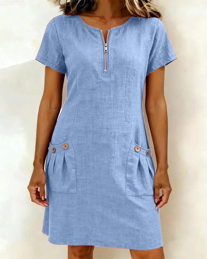 Van Elst Mode® | Vestido de algodón con bolsillo con cremallera