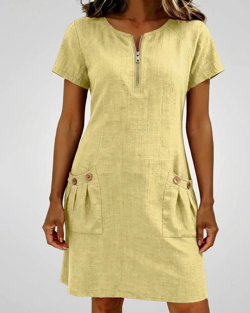 Van Elst Mode® | Vestido de algodón con bolsillo con cremallera