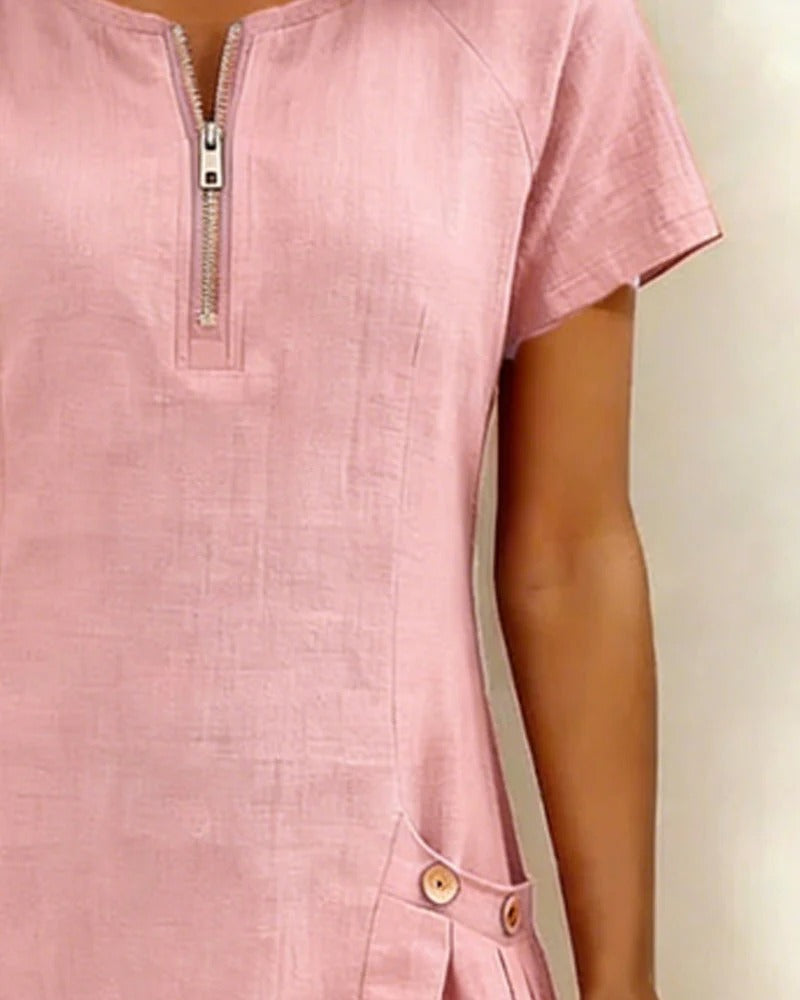 Van Elst Mode® | Vestido de algodón con bolsillo con cremallera