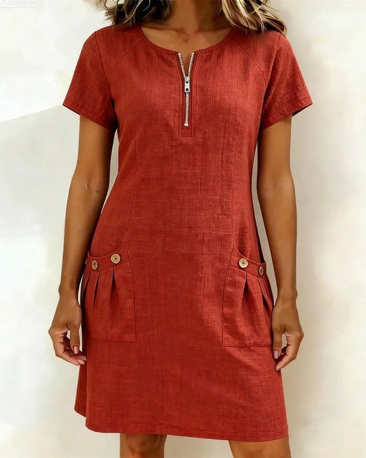 Van Elst Mode® | Vestido de algodón con bolsillo con cremallera