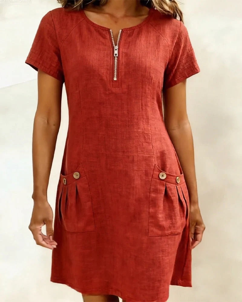 Van Elst Mode® | Vestido de algodón con bolsillo con cremallera