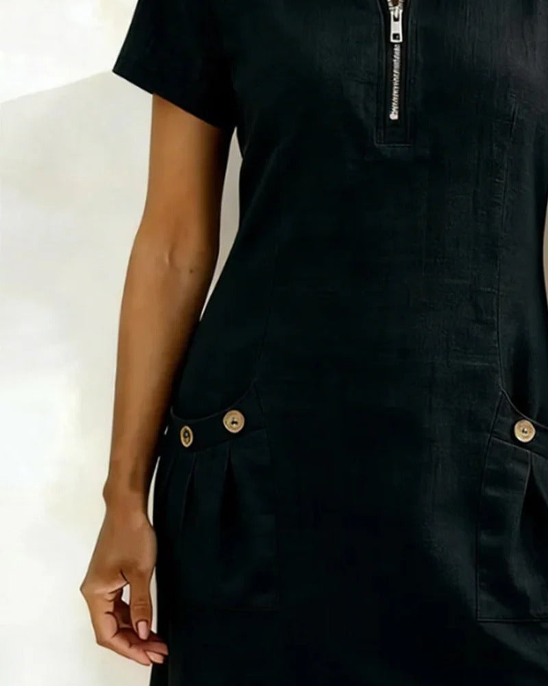 Van Elst Mode® | Vestido de algodón con bolsillo con cremallera
