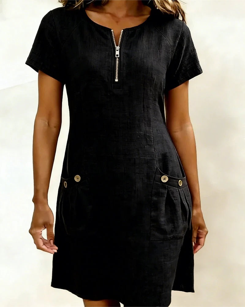 Van Elst Mode® | Vestido de algodón con bolsillo con cremallera